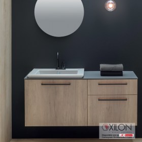 Mobile Bagno Sospeso GHOST con cassettone e base con cassetit
