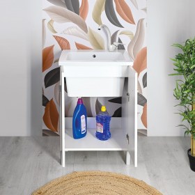 Mobile lavatoio design YORK 60x51con rubinetto Bianco Liri