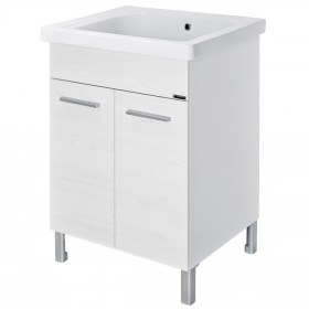 Mobile DOMINA Mix Wood Bianco con lavatoio 60x60 / 60x50 con Strizzatoio