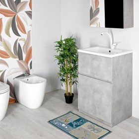 Mobile lavanderia in ceramica con cassettone porta biancheria e lavabo YORK