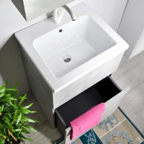 Mobile lavanderia in ceramica con cassettone porta biancheria