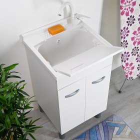 Mobile Lavatoio 50 x 50 ATHENA con Vasca In plastica con Pensile Ambiente