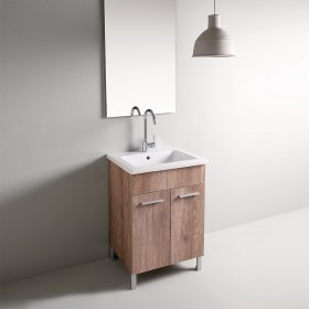 Mobile lavatoio design YORK 60x51con rubinetto Finitura Wood 