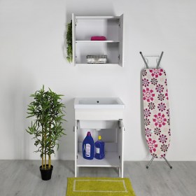 Mobile DOMINA Mix Wood Bianco con lavatoio 60x60 / 60x50