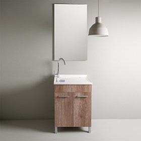 Mobile lavanderia 60x50 / 60x60  con vasca e rubinetto finitura Wood 