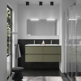 Mobile Bagno 120 Doppia Vasca Ceramica Verde Satinato Cassetti