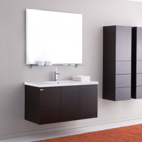 Mobile bagno incluso di lavabo in ceramica da incasso, specchio filolucido  lampada a led 