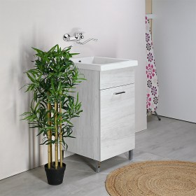 Lavarredo 45x50 KLARA con lavatoio in ceramica Mosella Olmo Bianco e Rubinetteria a Parete
