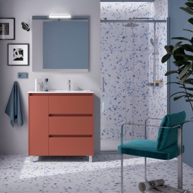 Mobile Bagno 85 Rosso Satinato con Lavabo Decentrato NOYAN a terra