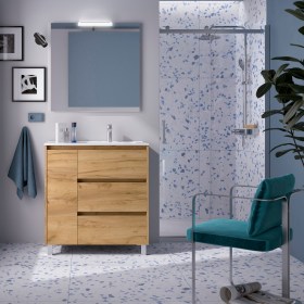 Mobile Bagno Legno Rovere con Lavabo Decentrato NOYAN a terra