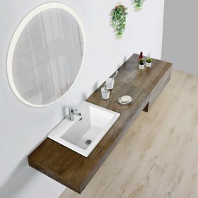 Top bagno con lavabo integrato su misura 70 80 100 120 cm e lavabo in ceramica incassato 50x40