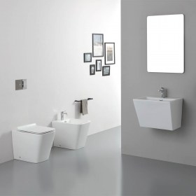 Sanitari Bagno a Terra 54x36 Nanà Rimless Bianco lucido Nero ceramica