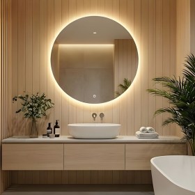 Specchio LED per bagno LUCY 70 m con Touch – tondo Filo Lucido 