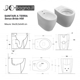 Sanitari Altezza H50 Terza Età Senza Brida tecnica