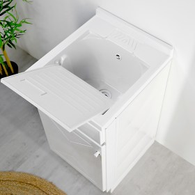 Mobile lavatoio in PVC da esterno/interno misura Larghezza 80 x Profondità  50 cm bianco con vasca in resina - Vendita Online ItaliaBoxDoccia