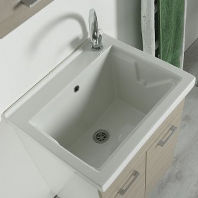 Vasca lavatoio in ceramica bianca 60x50 - Profondità interna 34 cm