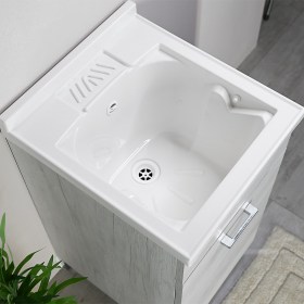 Mobile lavatoio Venere in legno con vasca in resina resistente agli acidi