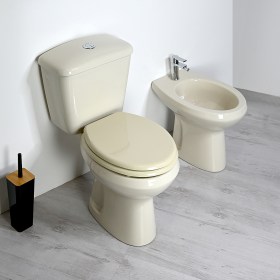 Wc monoblocco in ceramica colorata color Champagne anni '70