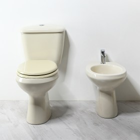 Wc monoblocco in ceramica colorata color Champagne anni 70