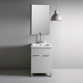 Mobile lavatoio design YORK 60x51 in Legno MDF Laccato Bianco Opaco
