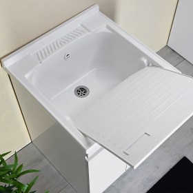 Mobile Lavatoio ZARA 60x60 Bianco senza piedini con Asse di Lavaggip