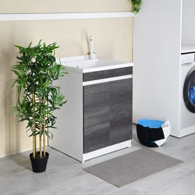 Mobile Lavatoio ZARA 60x60 Bianco | Olmo Scuro