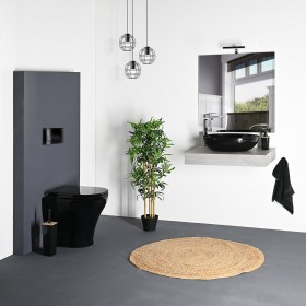 Wc Bidet Combinato a terra filomuro Zeta Multifunzione Nero Lucido