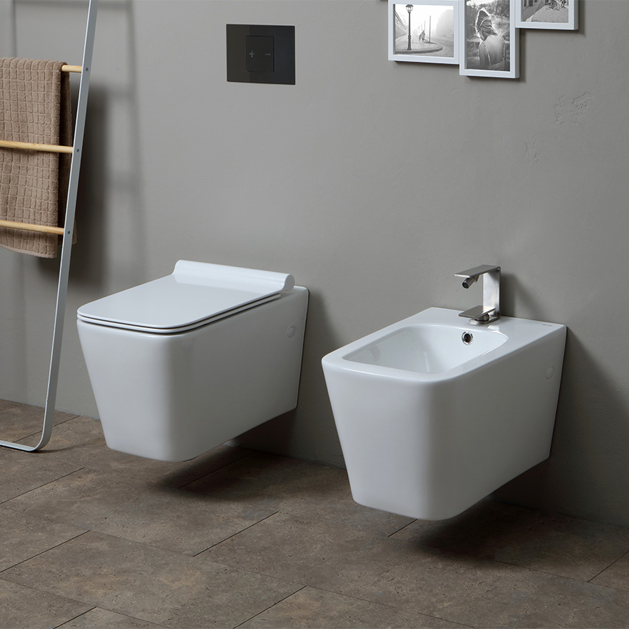 Jump Bidet Ceramica Sospeso Scarico a Parete Bianco Lucido